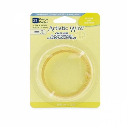 Artistic Wire 方扁寬銅線5mm - 亮金色 (一捲)