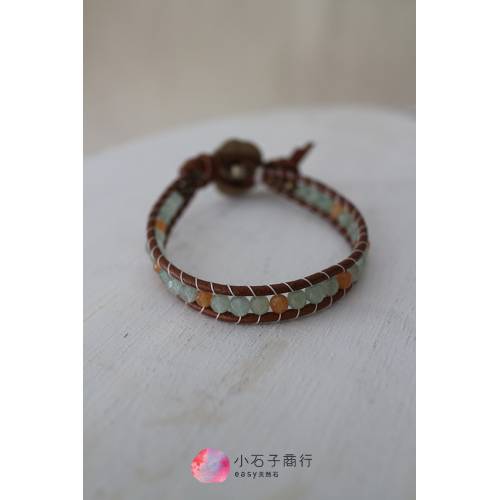 基礎串珠材料包 // 雅典娜皮繩線編手環(淡雅綠) (1份)