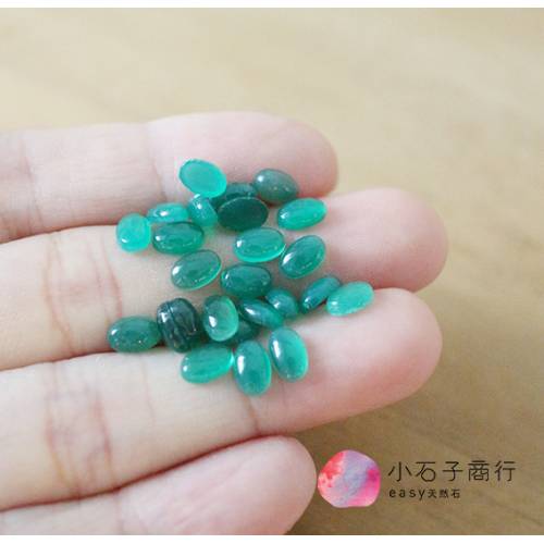 綠瑪瑙-橢圓形戒面 4x6x2.3mm (1入)