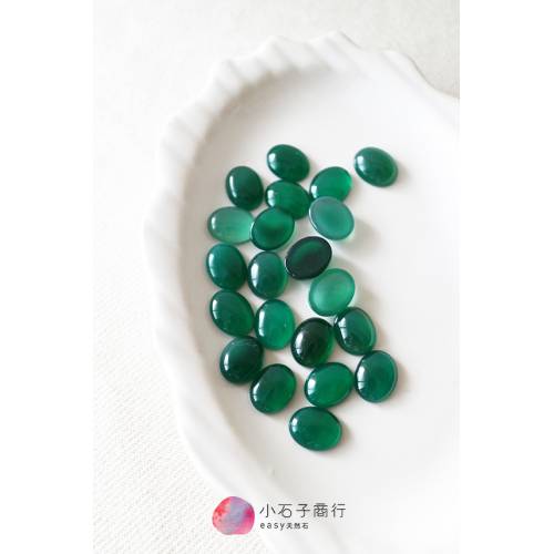 綠瑪瑙-橢圓形戒面 8x10x3~4mm (1入)