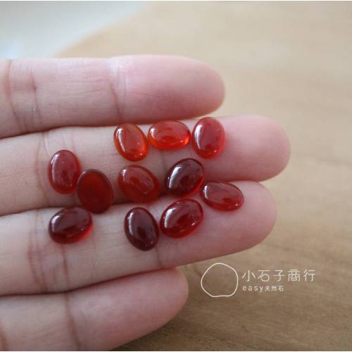 紅瑪瑙-橢圓形戒面 6x8x3mm (1入)