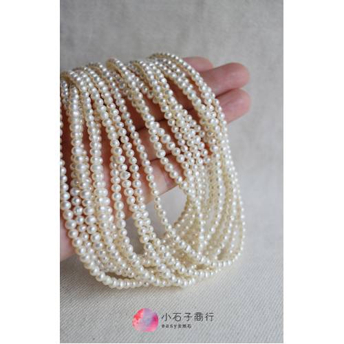 淡水珍珠-米粒(白色)約3.5x4mm(扁形)(1串/約110入)