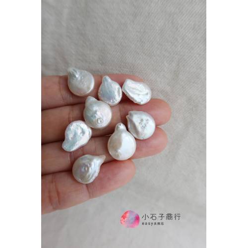 淡水珍珠-不規則扁水滴(白色)約12x15mm (8入)