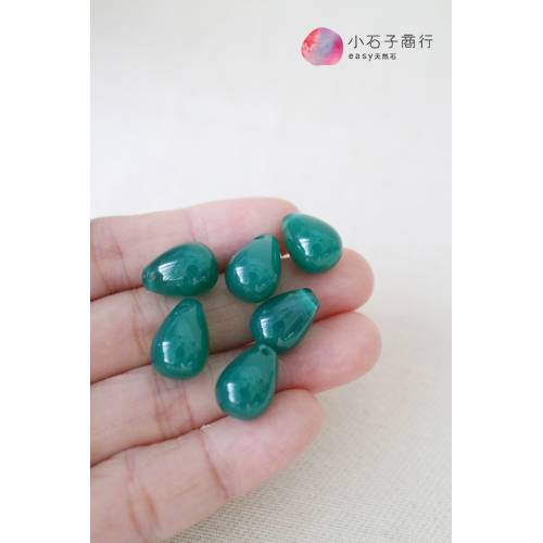 綠瑪瑙-圓水滴10x14mm(側洞) (10入)