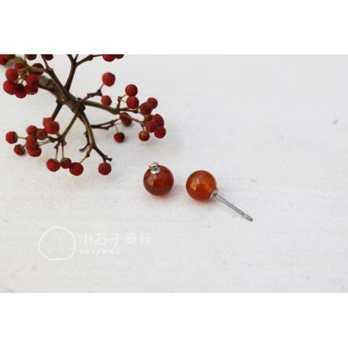 半洞珠-紅瑪瑙-圓珠12mm (1入)