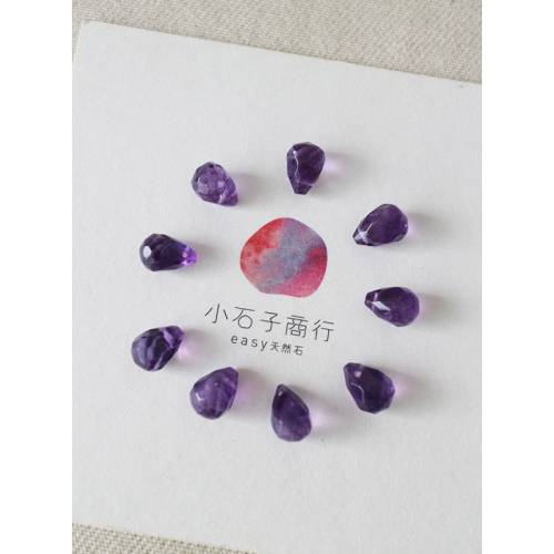 紫水晶-圓水滴切角7x10mm(側洞) (1入)