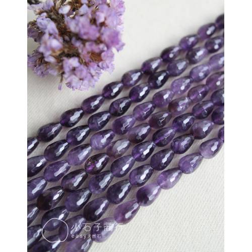 紫水晶-圓水滴切角8x12mm(直洞) (1入)