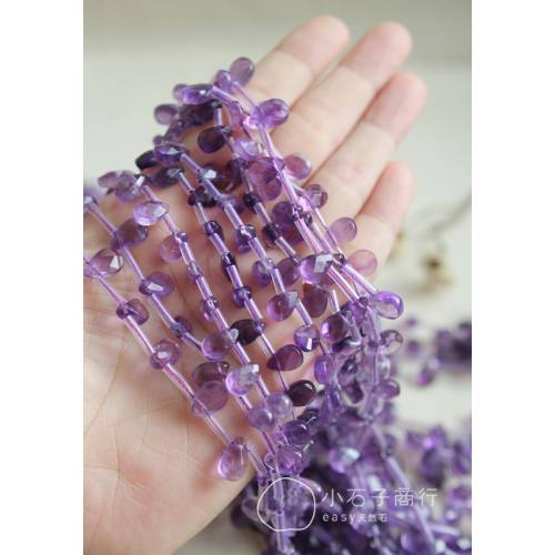 紫水晶-扁水滴切角6x9mm (1入)
