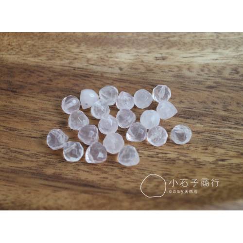 粉晶-圓水滴切角7mm"側洞" (12入)