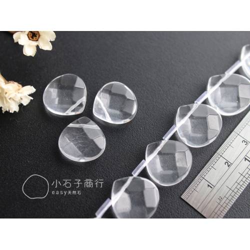 白水晶-扁水滴切角16mm"側洞" (1串/8入)